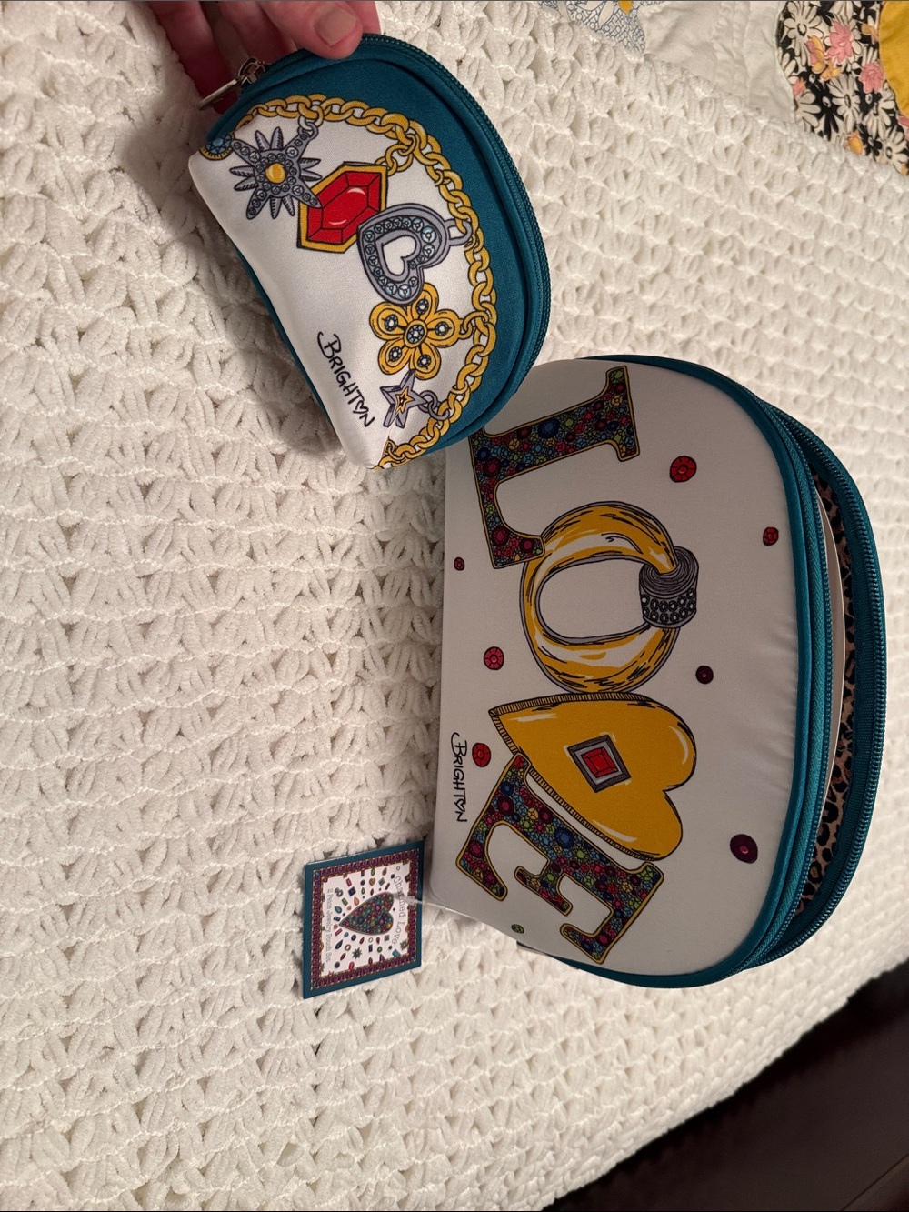 NWT Brighton Charmed Love 2 piece Jewelry Pouch Set